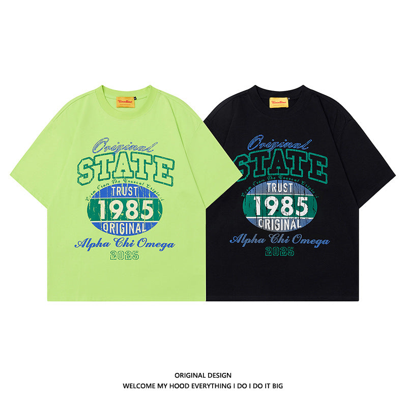 Street Mottled Letter Print Short-sleeve T-shirt Summer