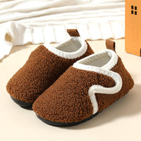 Autumn And Winter Children's Cotton Slippers With Fleece, Anti-slip Soft Sole