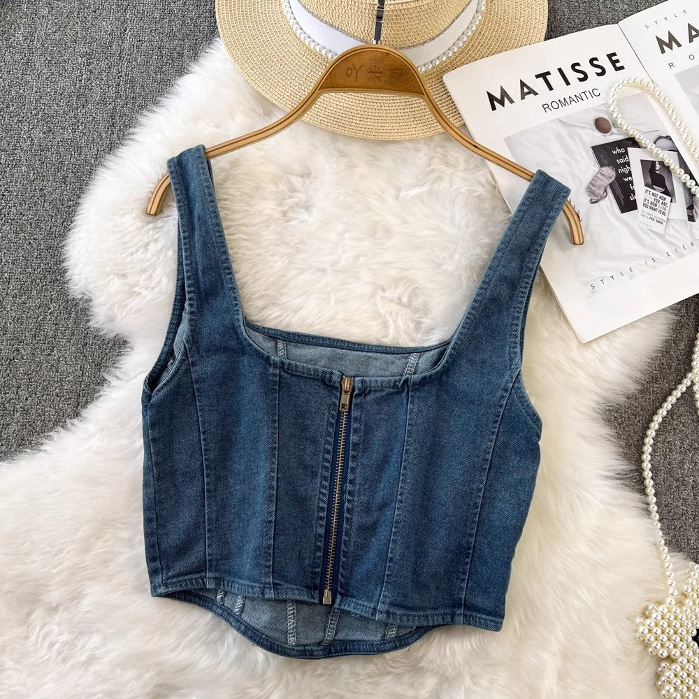 Slim-fit Denim Vest For Women