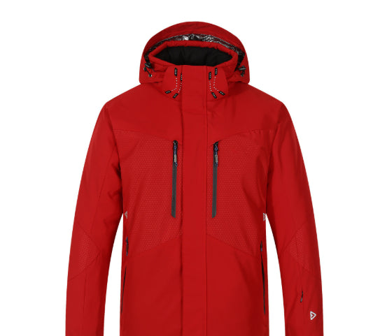 Mens New Thickened Insulated Winter Outdoor Shell Jacket red hooded waterproof windproof breathable insulated jacket for hiking camping