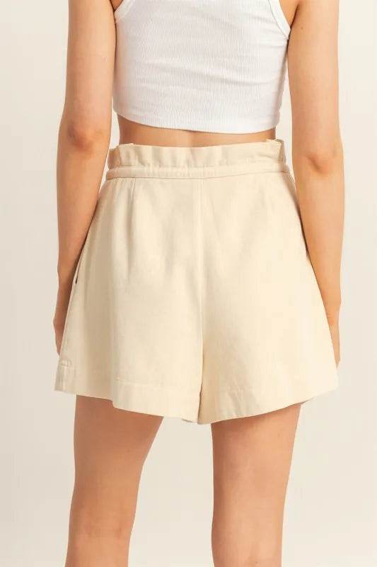 HYFVE High-Waisted Washed Twill Paperbag Shorts - Update Avenue 