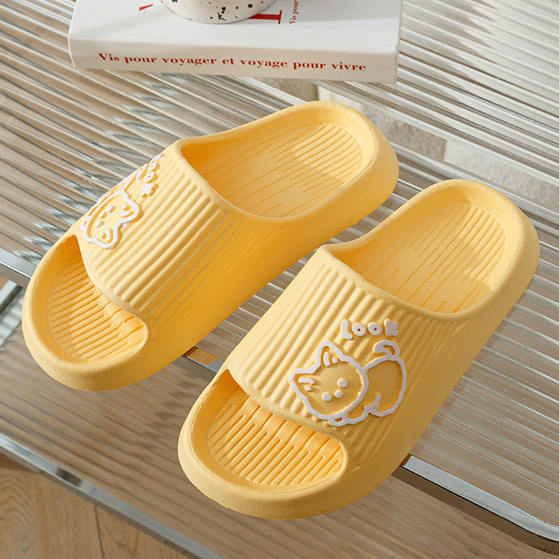 Cute Cat Slippers Summer Women Home Shoes Bath Thick Platform Non-Slip Slides Indoor Outdoor null