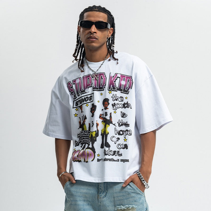 Original Street Men's Short-sleeved T-shirt With Gun Printing