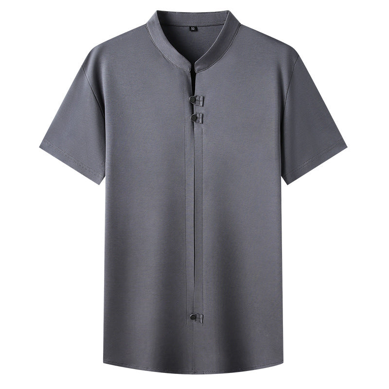 Men's Short Sleeve Shirt Mercerized Liquid Ammonia Cotton Half Sleeve