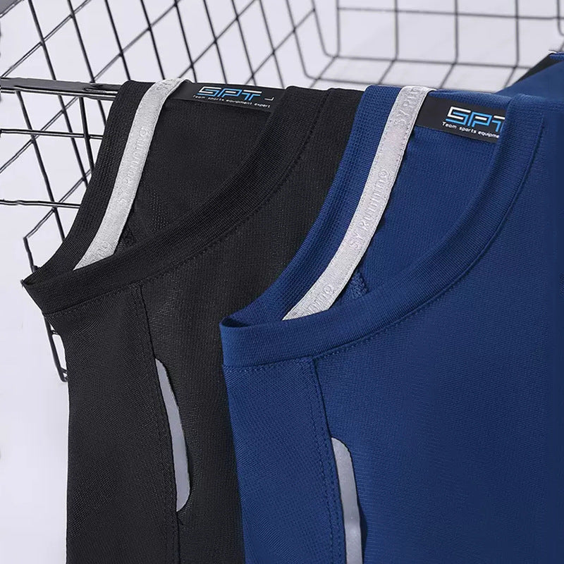 Round Neck Ice Silk Quick-drying T-shirt Marathon Short Sleeve