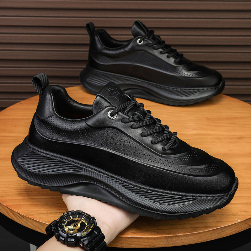 Men's Thick-soled Sports Shoes Casual Breathable Sneakers Lace-up Dad Shoes Boy null