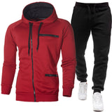 Men's Solid Color Sports Casual Jacquard Sweatshirt Fleece Hooded Cardigan Men's Suit