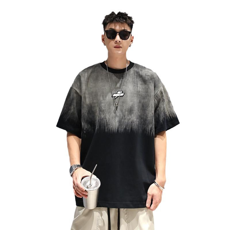 Plus Size Gradient T-shirt Men's Loose Short-sleeved Top