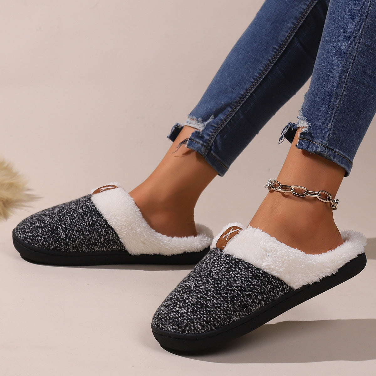 Winter Plush Slippers Fashion Thick Bottom Warm House Shoes For Women Men Indoor Bedroom Floor Slipper null