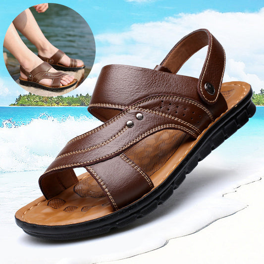 Men Sandals Summer Beach Shoes Adjustable Back Strap Design Slippers Slides null