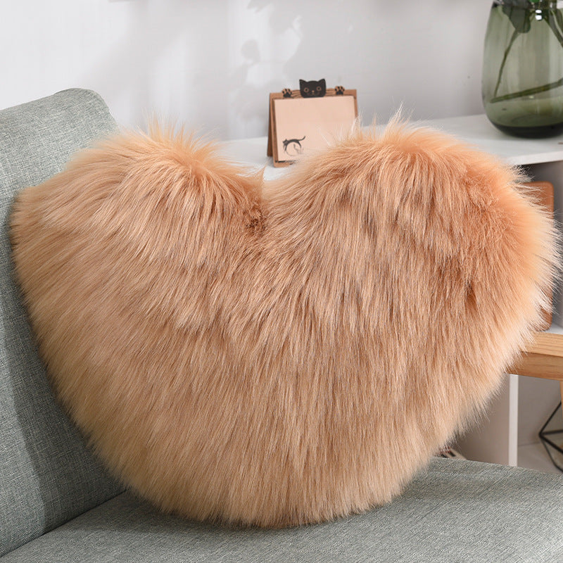 Throw Pillows Heart Shape Long Plush Fluffy Shaggy Cushion Cover Sofa Cushions Decorative Pillow Covers Pillowcase White null