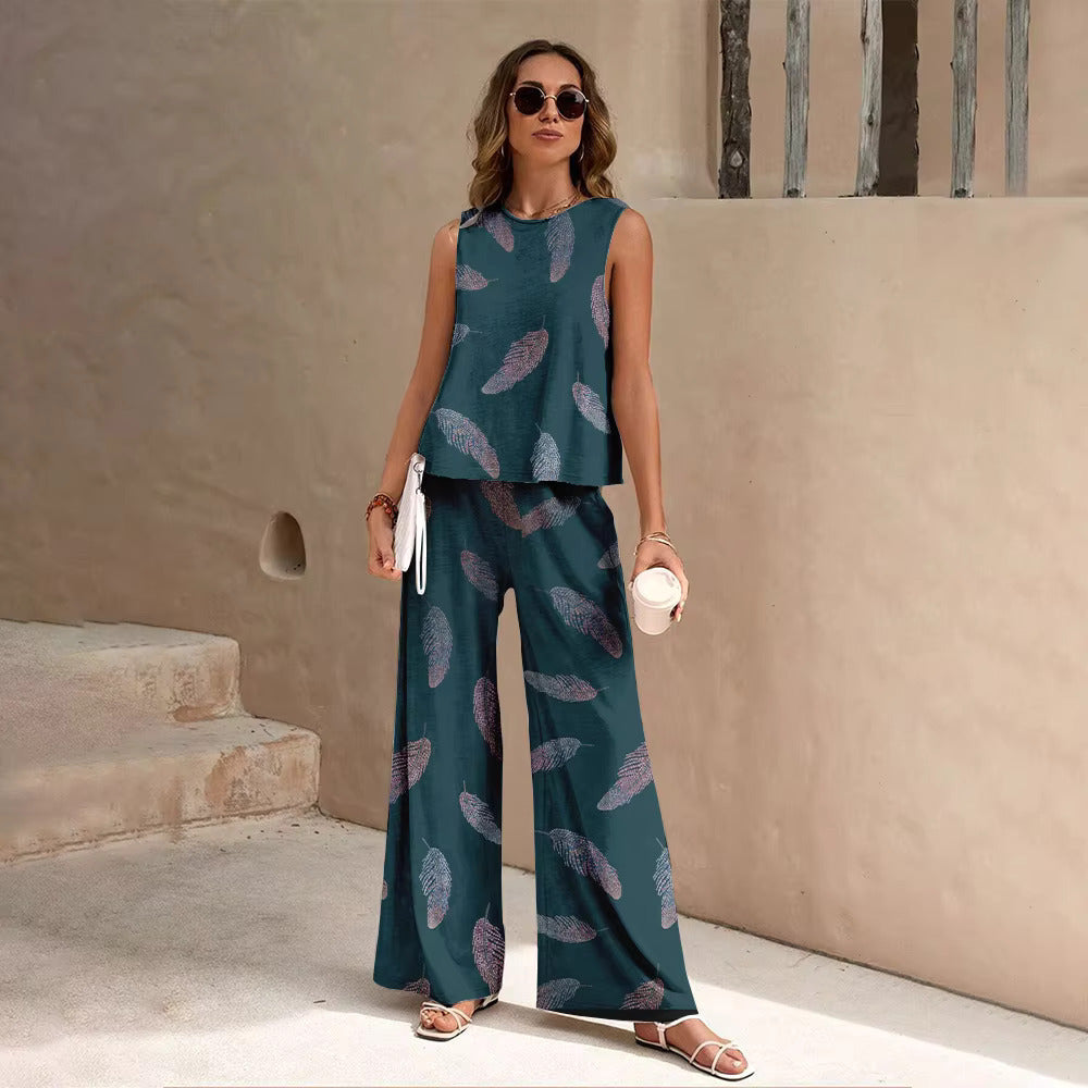 European And American Fashion Nation Geometric Vest Pants Suit null