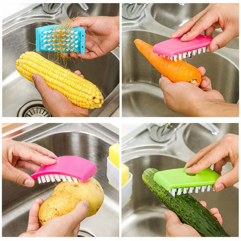 Creative Kitchen Knife And Fork Chopsticks Cleaning Brush With Suction Cup Fruit And Vegetable Cleaning Brush Kitchen Cleaning Brush scrubbing corn, carrot, potato, cucumber