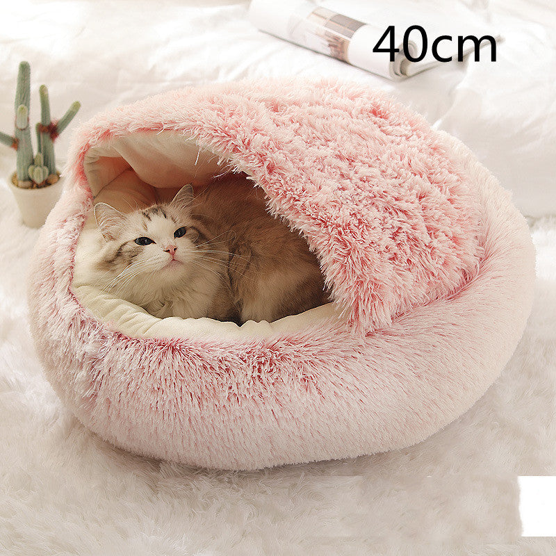 2 In 1 Dog And Cat Bed Pet Winter Bed Round Plush Warm Bed House Soft Long Plush Pets Bed Pet Products null