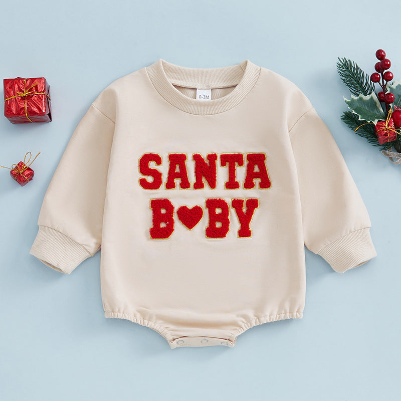 Christmas Clothes For Girls Boys Casual Sweatshirt Romper Cute Letter Long Sleeve Jumpsuit Newborn Bodysuits null