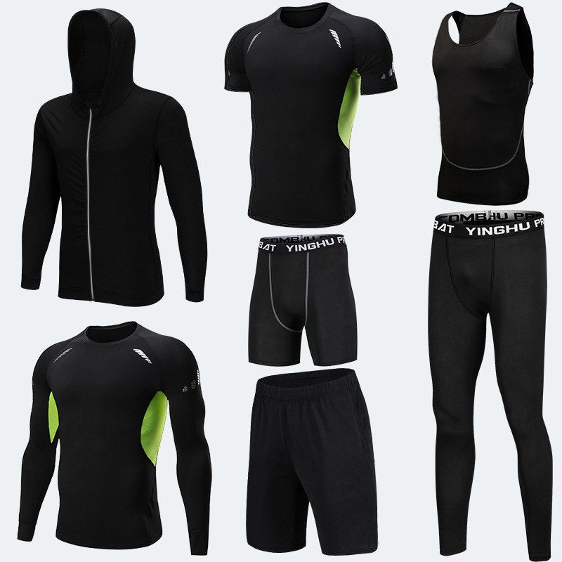 Running Workout Clothes Men 7pcs Compression Basketball Games Jogging Tights Set null