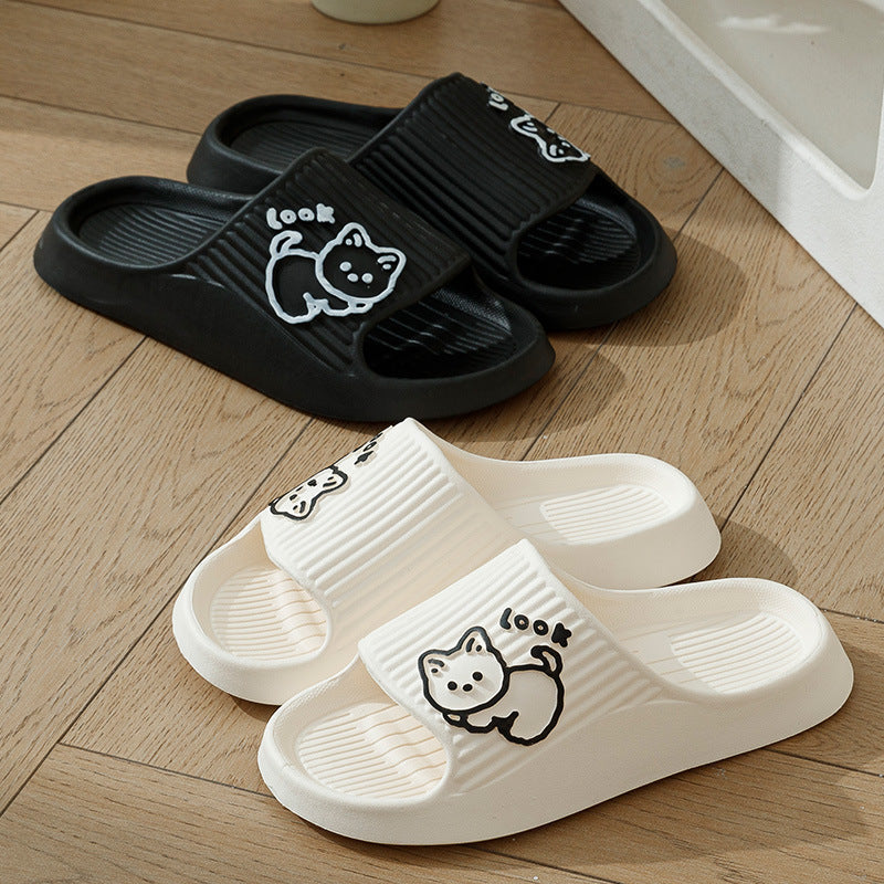 Cute Cat Slippers Summer Women Home Shoes Bath Thick Platform Non-Slip Slides Indoor Outdoor null