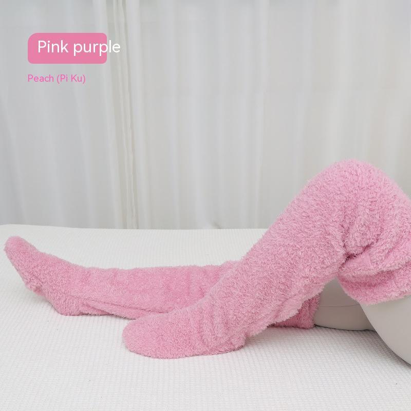 Over Knee High Fuzzy Long Socks Winter Warm Cold Leg Knee Joint Cold-proof Stockings Home Floor Sleeping Socks null