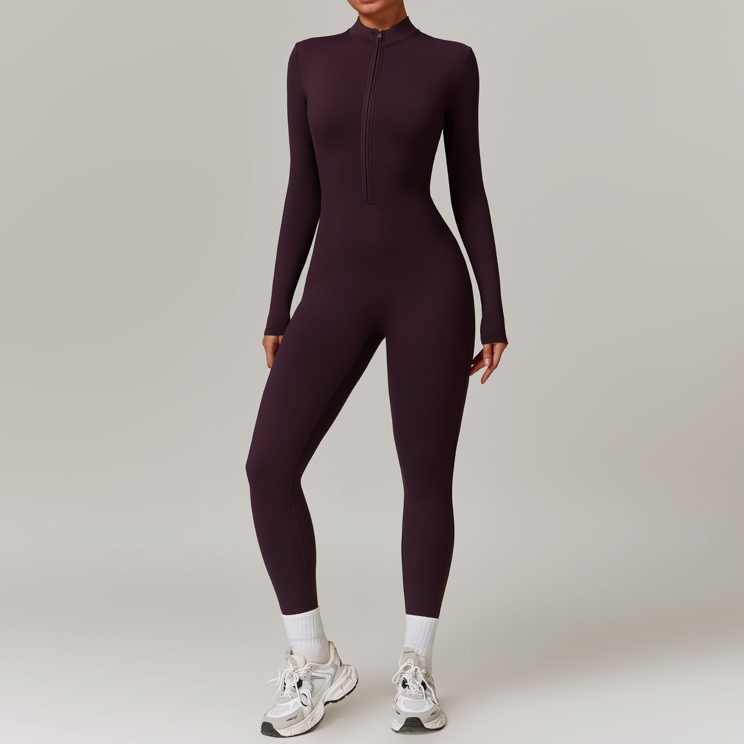 Warm Zipper Long-sleeved Jumpsuit Yoga Fitness Sports Pants Breathable Bodysuit Women's Clothing null