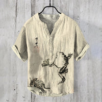 Printed Men's Casual Loose-fit Retro Short-sleeve