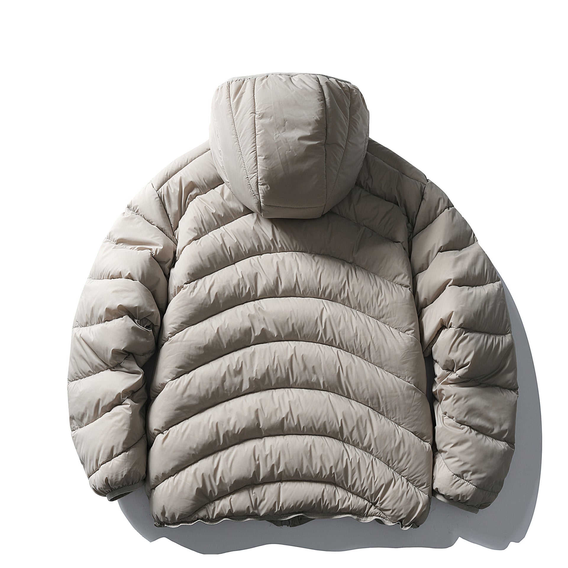 White Duck Down Hooded Ribbed Down Jacket Warm And Versatile