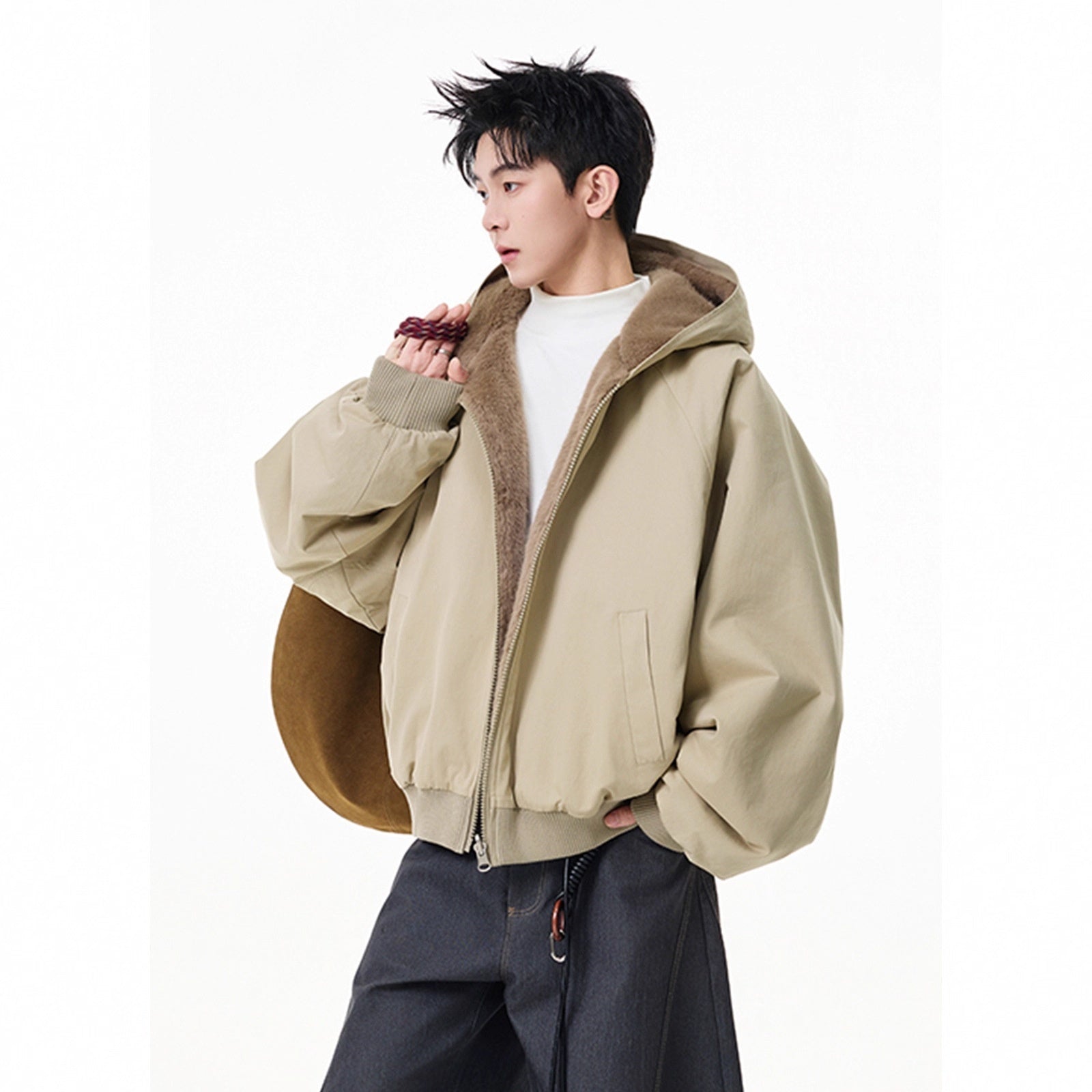 Mens Trendy High-end Winter Hooded Cotton Coat