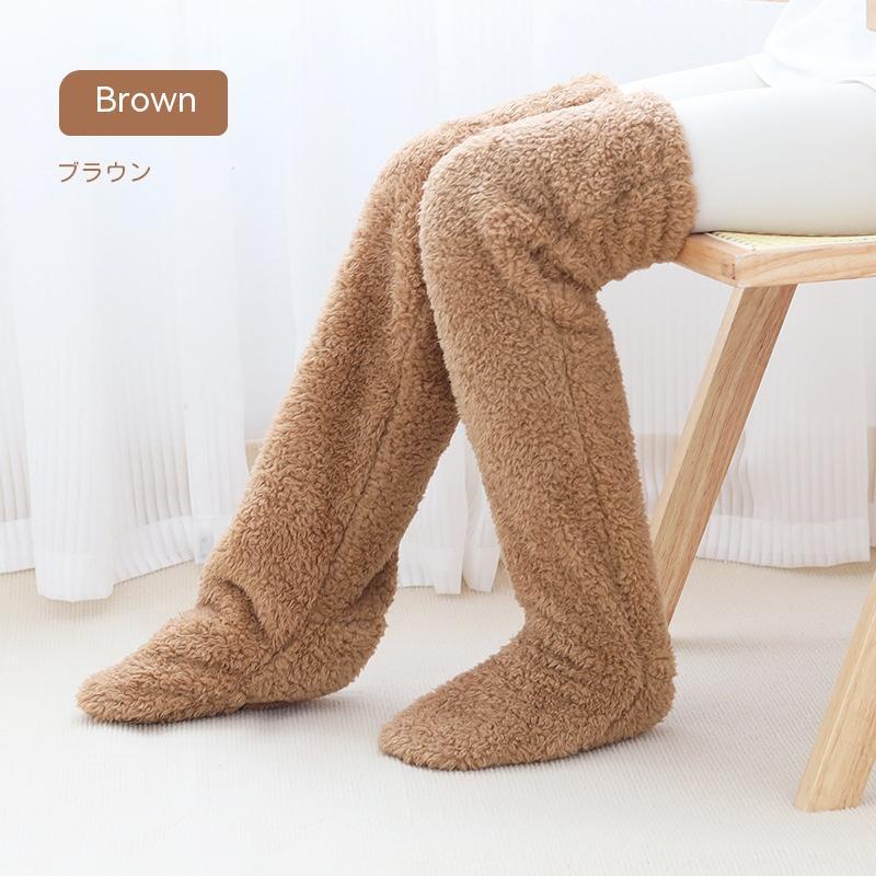 Over Knee High Fuzzy Long Socks Winter Warm Cold Leg Knee Joint Cold-proof Stockings Home Floor Sleeping Socks null