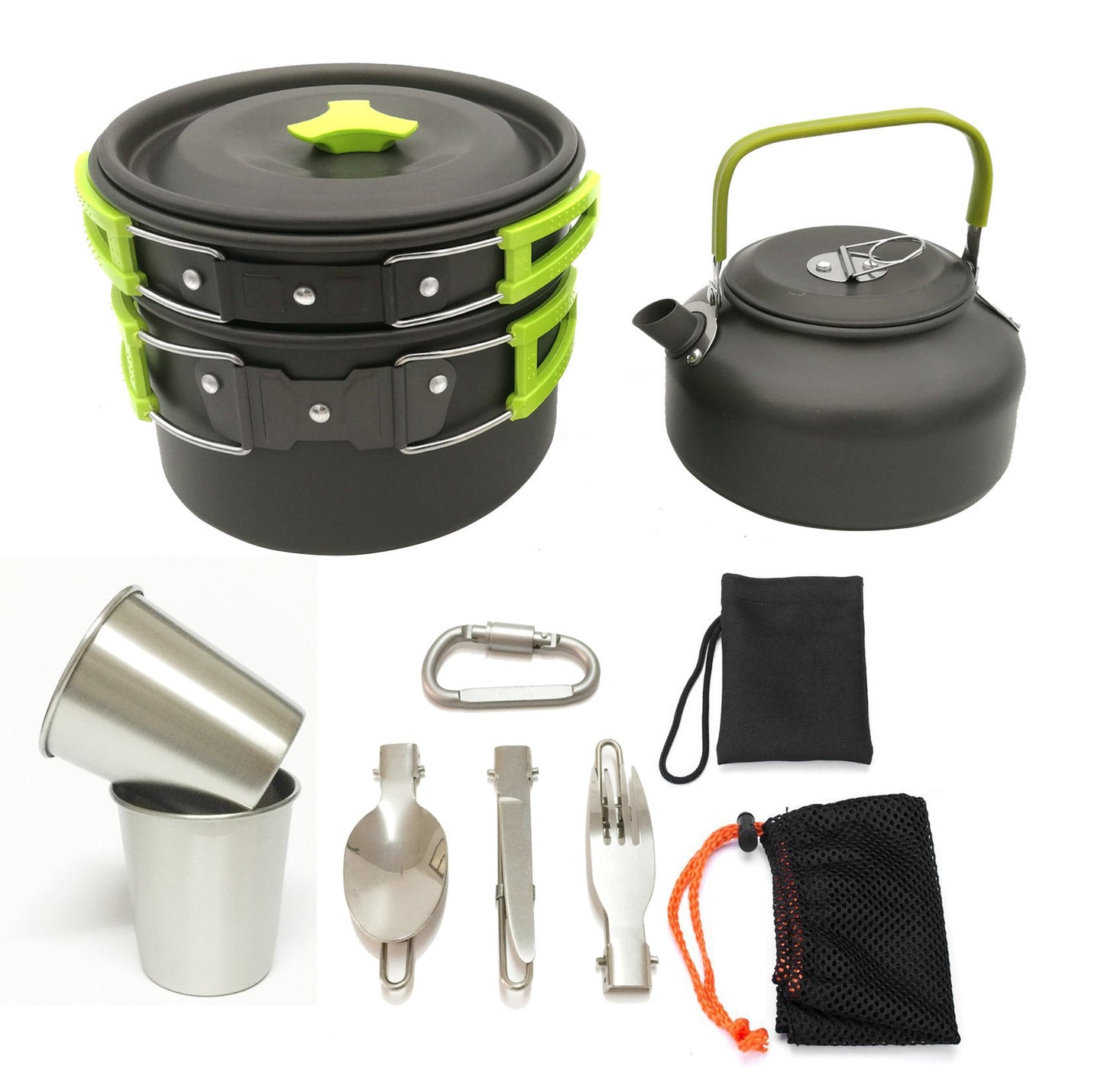 Outdoor Jacketed Kettle 2-3 Person Camping Teapot Tableware Suit null