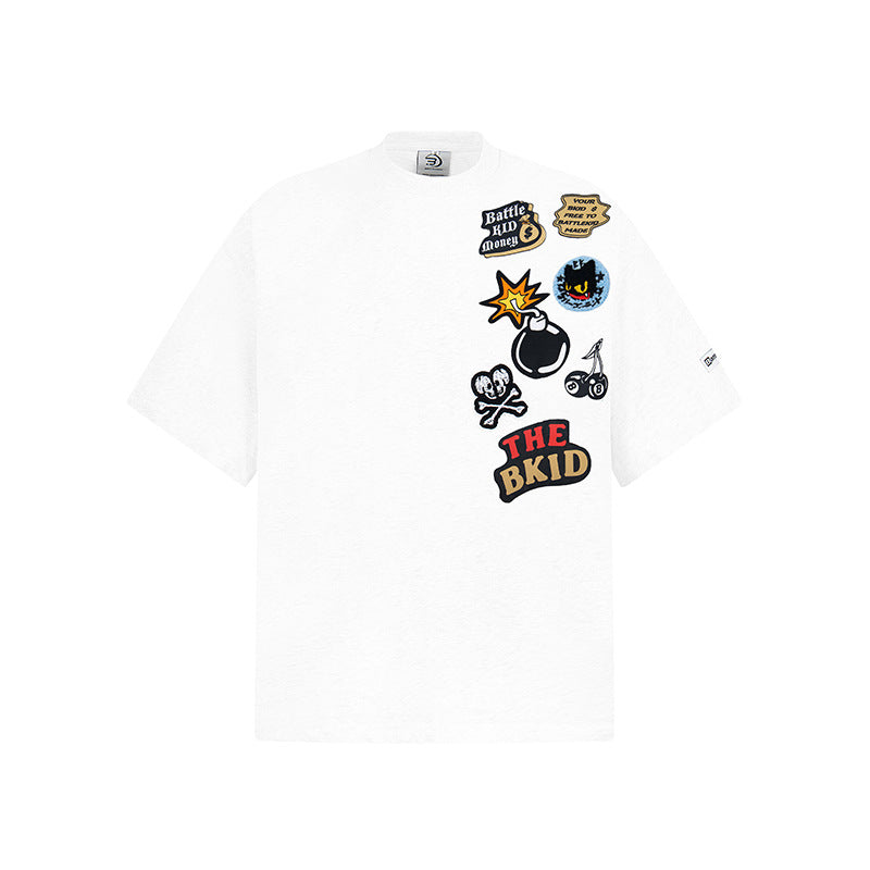 Cartoon Towel Embroidery Short-sleeved T-shirt