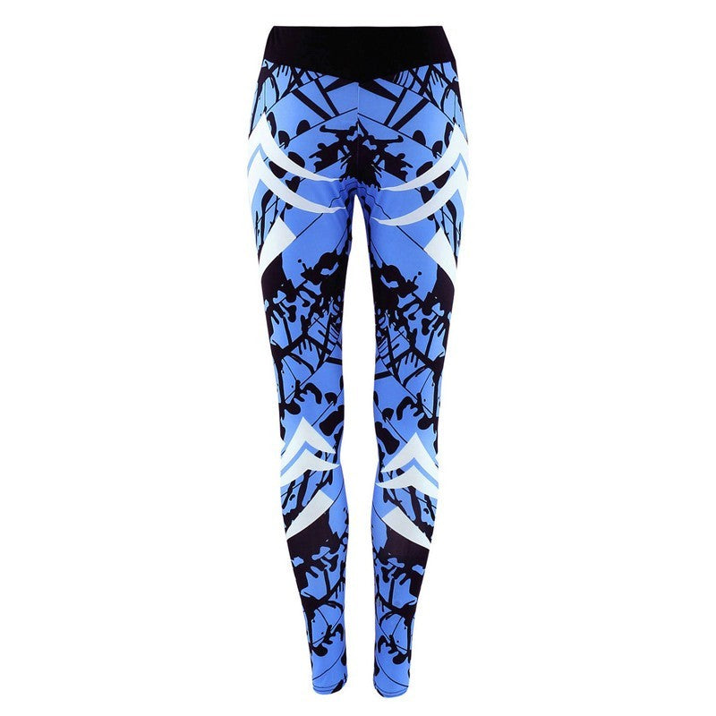 Dark Blue Printed Tight Gym Leggings null