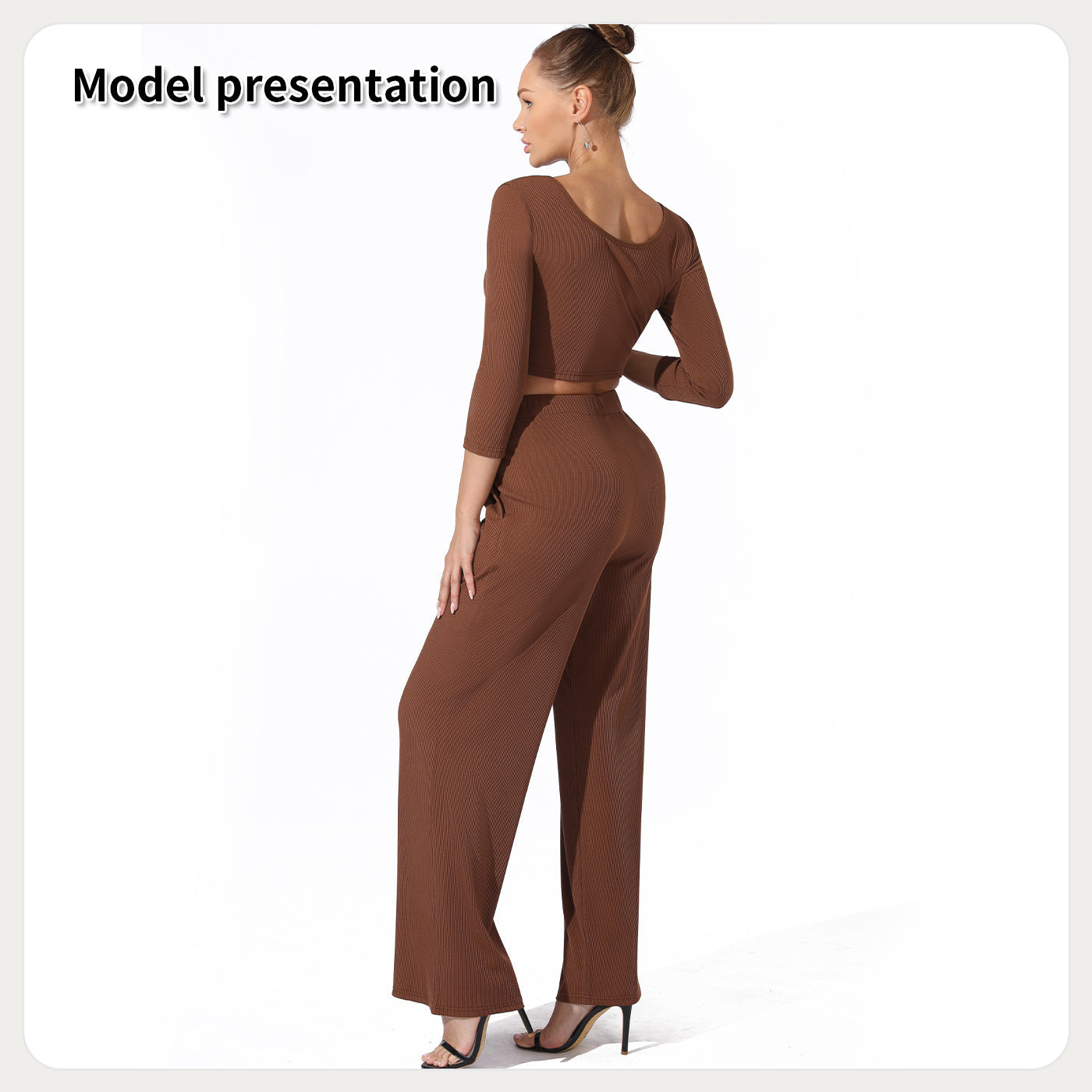 Women's Fashion Simple Solid Color Top Pants Set null