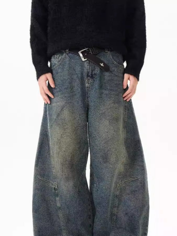 American Retro Distressed Deconstructed Washed Machete Jeans For Men And Women