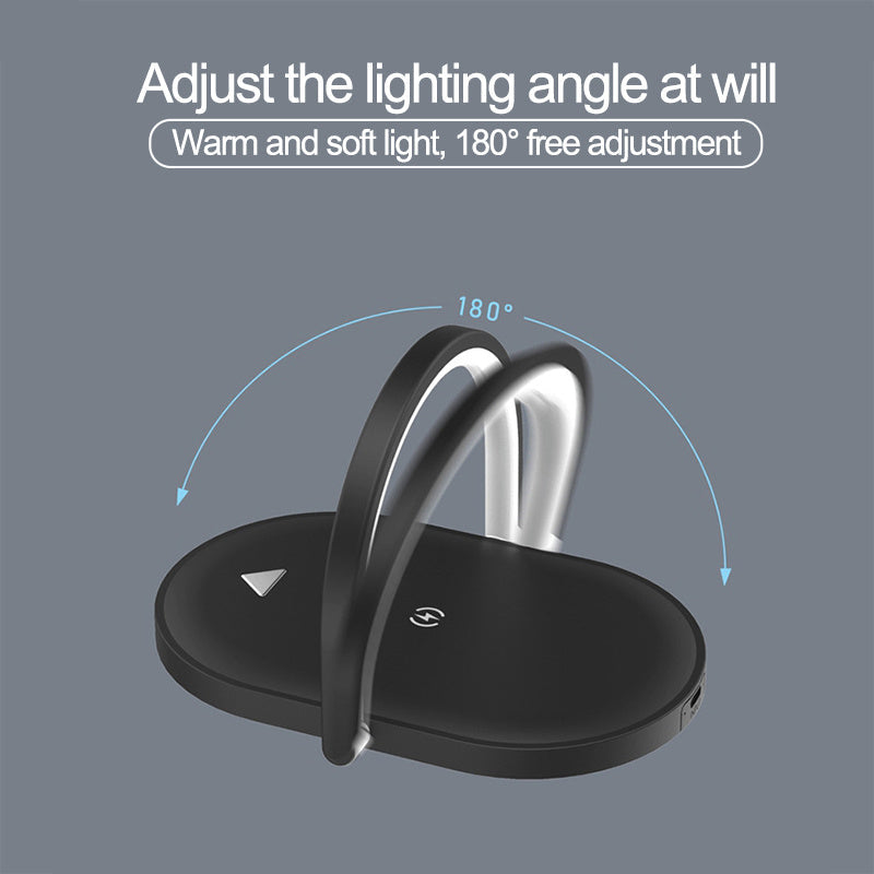 3 In 1 Foldable Wireless Charger Night Light Wireless Charging Station Stonego LED Reading Table Lamp 15W Fast Charging Light null