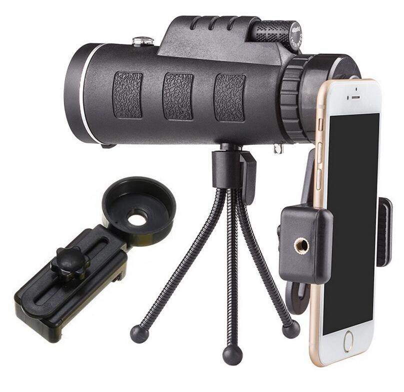 Compatible with Apple, Monocular Telescope Zoom Scope with Compass Phone Clip Tripod null