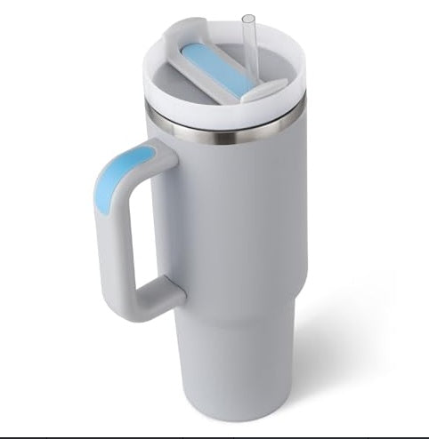 40oz Straw Coffee Mug With Handle Portable Car Stainless Steel Water Bottle Large Capacity Travel Bisphenol A Free Mug null