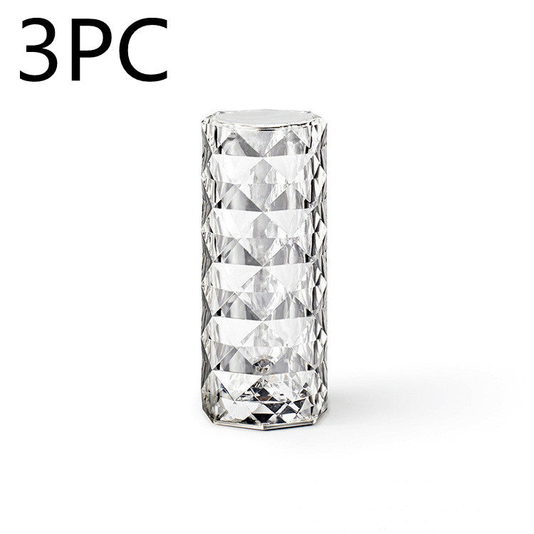 Nordic Crystal Lamp USB Table Lamps Bedroom Touch Dimming Atmosphere Diamond Night Light Rose Projector Lamp Decor null