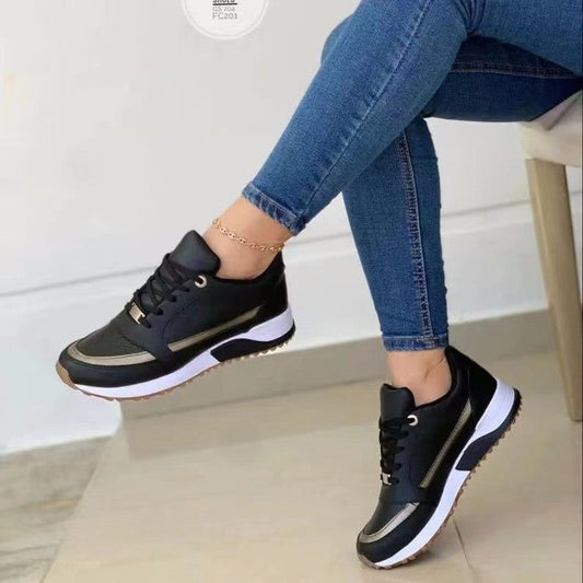 Casual Lace-up Flat Shoes Women Shallow Round Toe Sports Walking Sneakers null