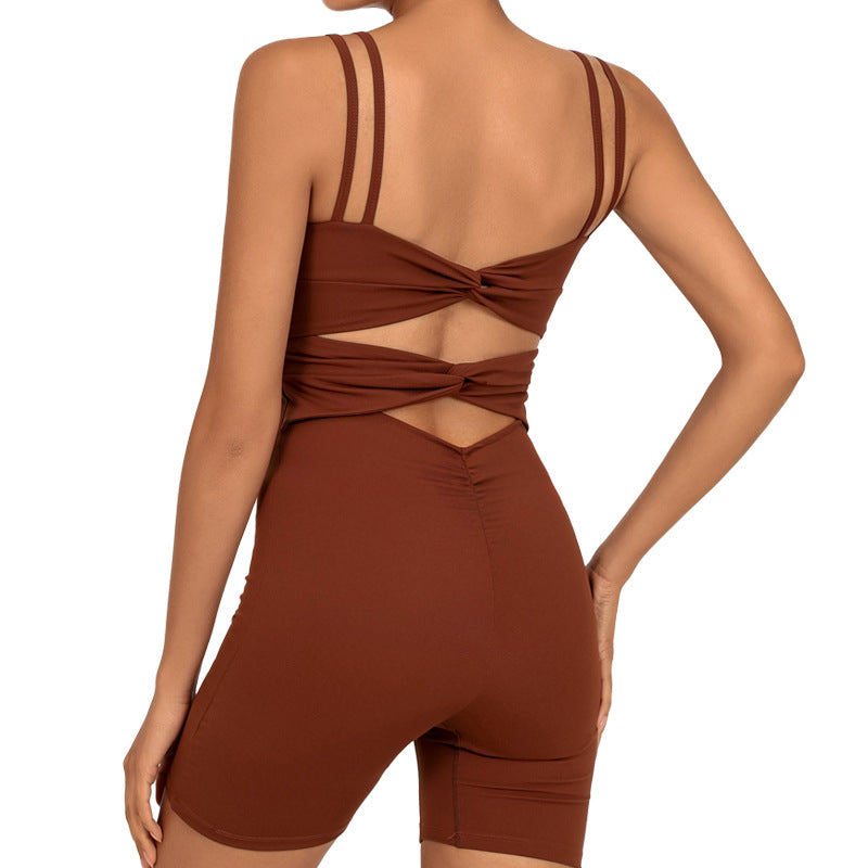 Nude Feel Quick-drying Beauty Back Cross One-piece Shorts