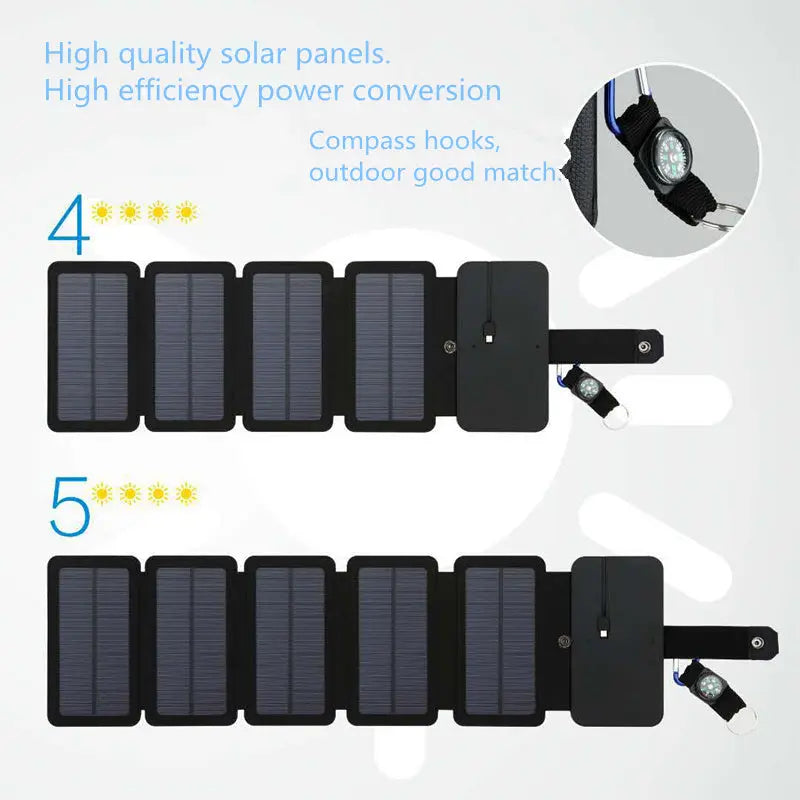 Outdoor Folding Solar Panel Charger Portable 5V 2.1A USB Output Devices Camp Hiking Backpack Travel Power Supply For Smartphones null