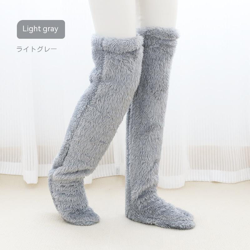 Over Knee High Fuzzy Long Socks Winter Warm Cold Leg Knee Joint Cold-proof Stockings Home Floor Sleeping Socks null