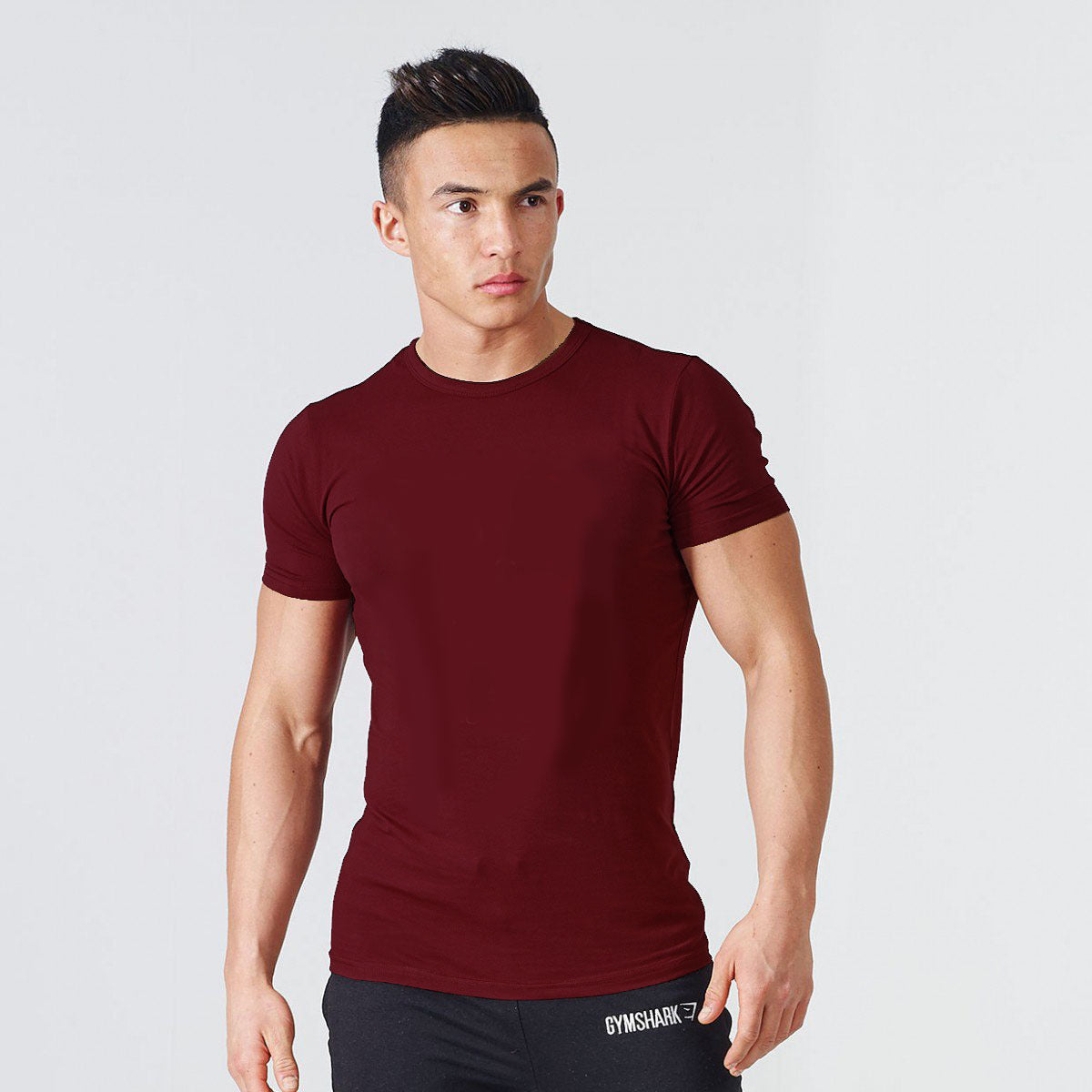 Solid Color Fitness Men's Round Neck Sports Short Sleeve
