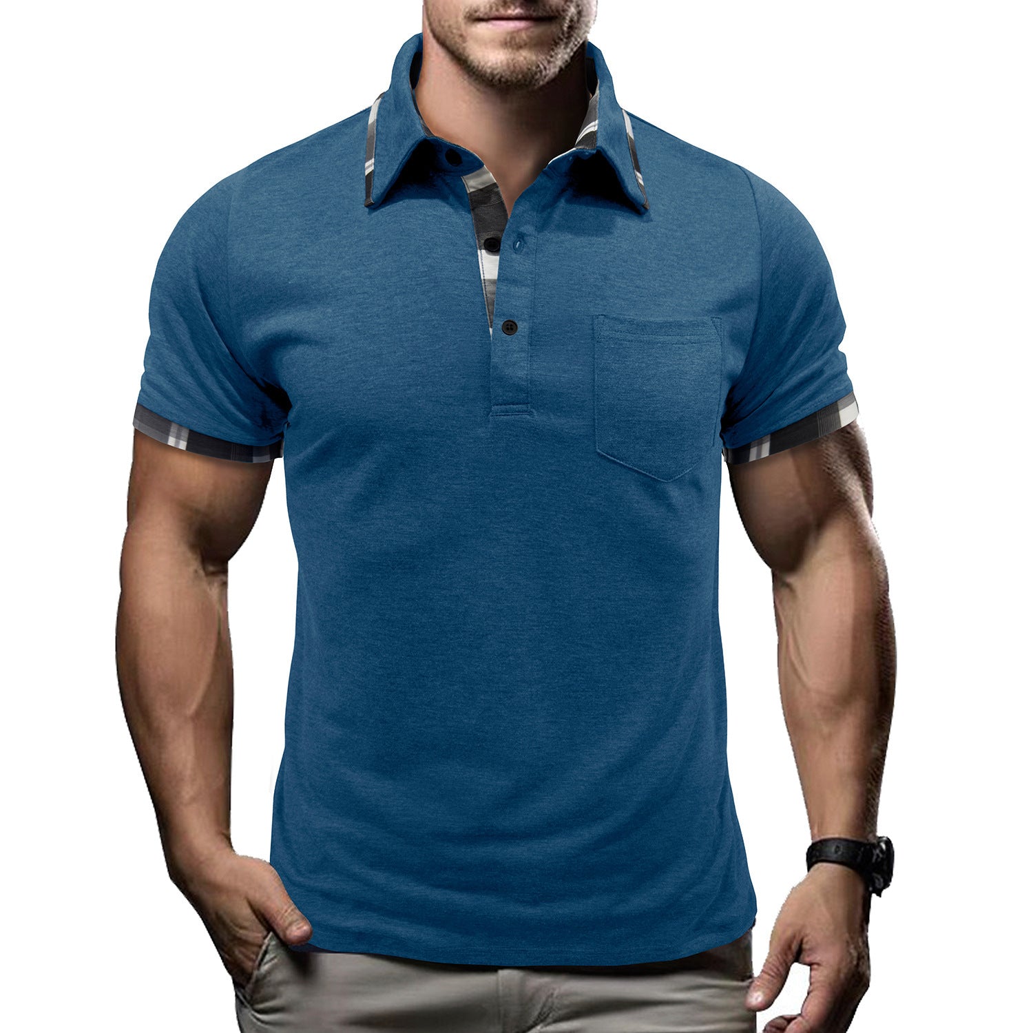 Men's Plaid Short-sleeved T-shirt