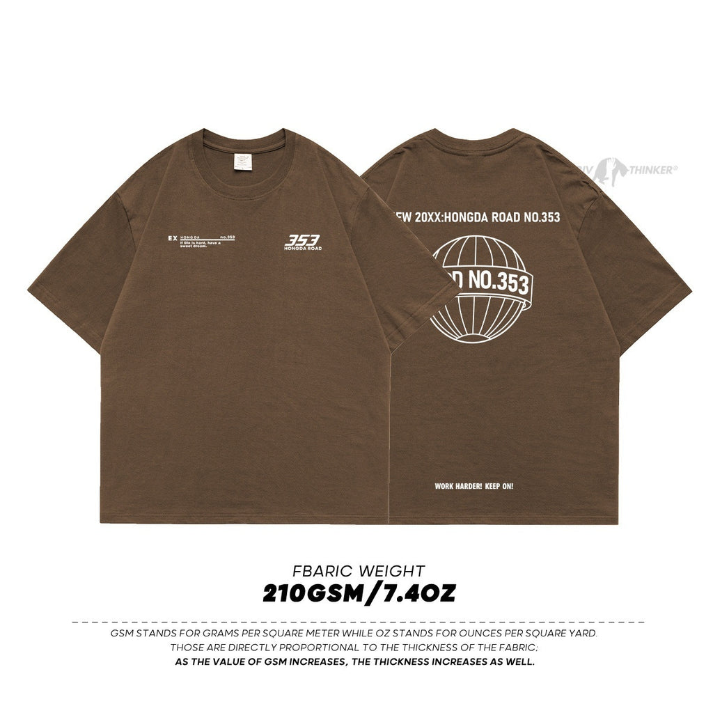 Letter Print Men's Loose-fitting Casual Short-sleeve