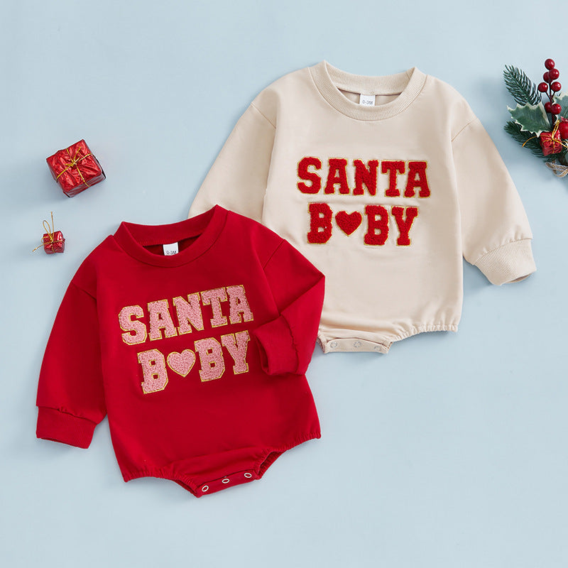 Christmas Clothes For Girls Boys Casual Sweatshirt Romper Cute Letter Long Sleeve Jumpsuit Newborn Bodysuits null