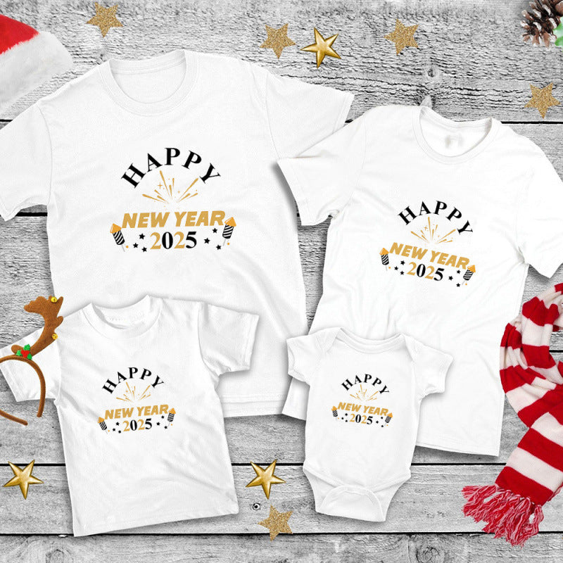 Christmas Happy Round Neck Short Sleeve T-shirt