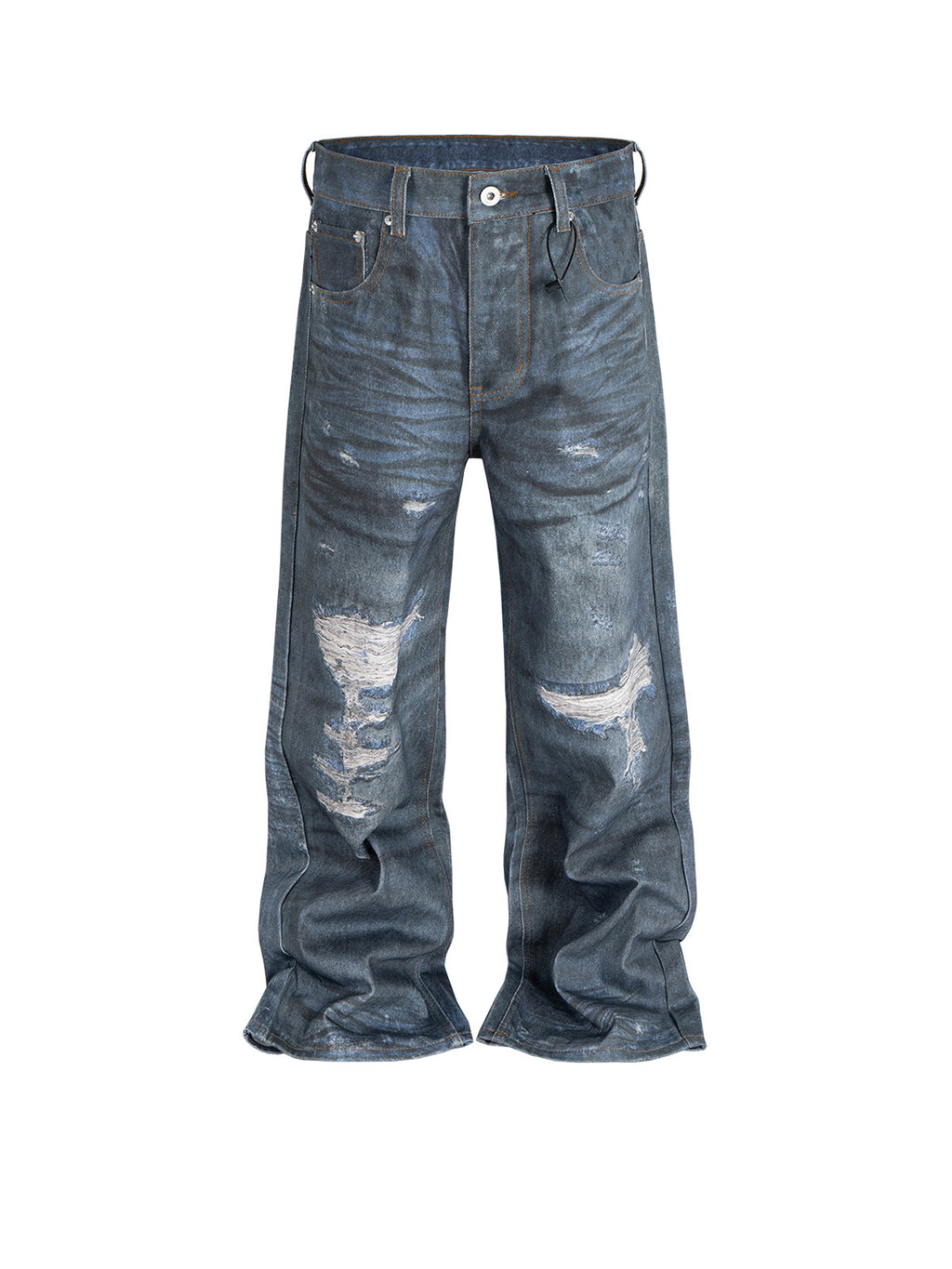 Men's And Women's Straight Worn Looking Washed-out Trousers