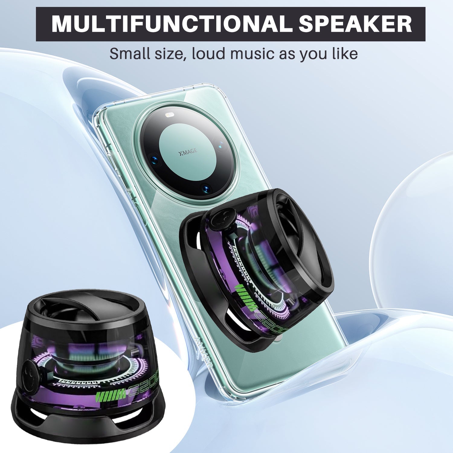 Portable Bluetooth Speaker G200 RGB Lighting Speaker BT5.3 Mini Sound Box 7 Hours Playback Magnetic Phone Holder null