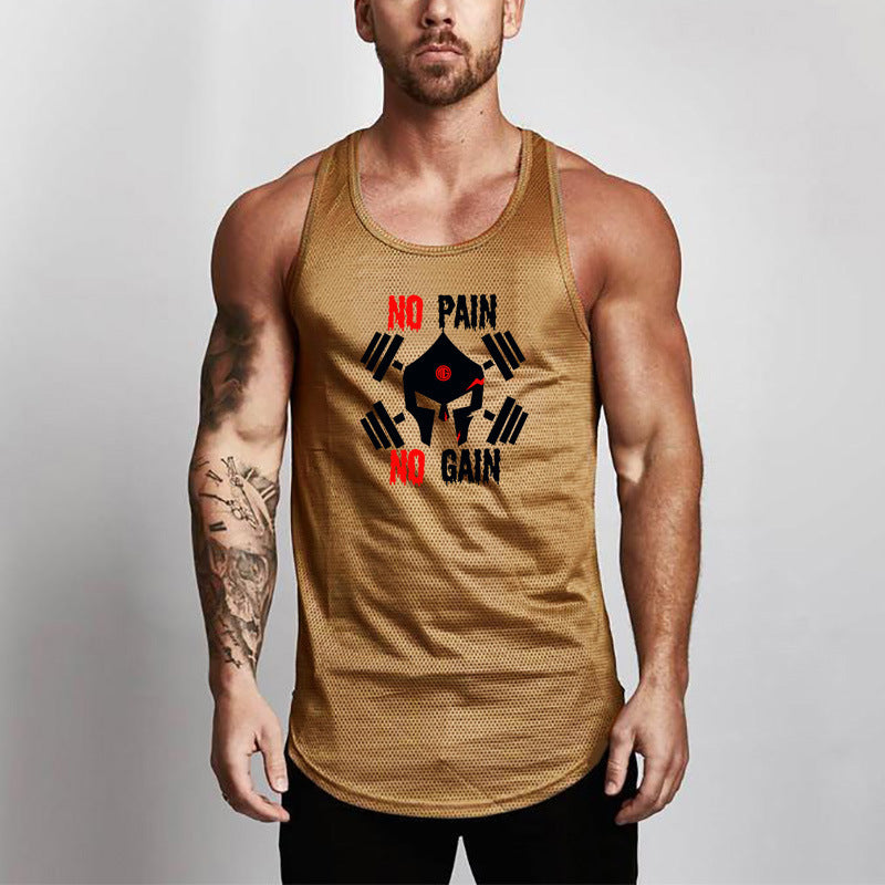 Punisher Skull GYM Mesh Breathable Fitness Vest Men's Round Lower Hem Sports Base Mesh Quick Drying Waistcoat null