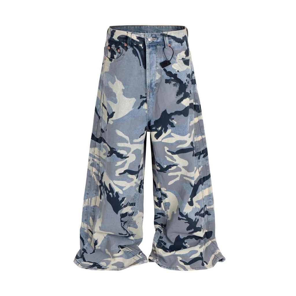 Snow Camouflage Blue Men's And Women's Jeans