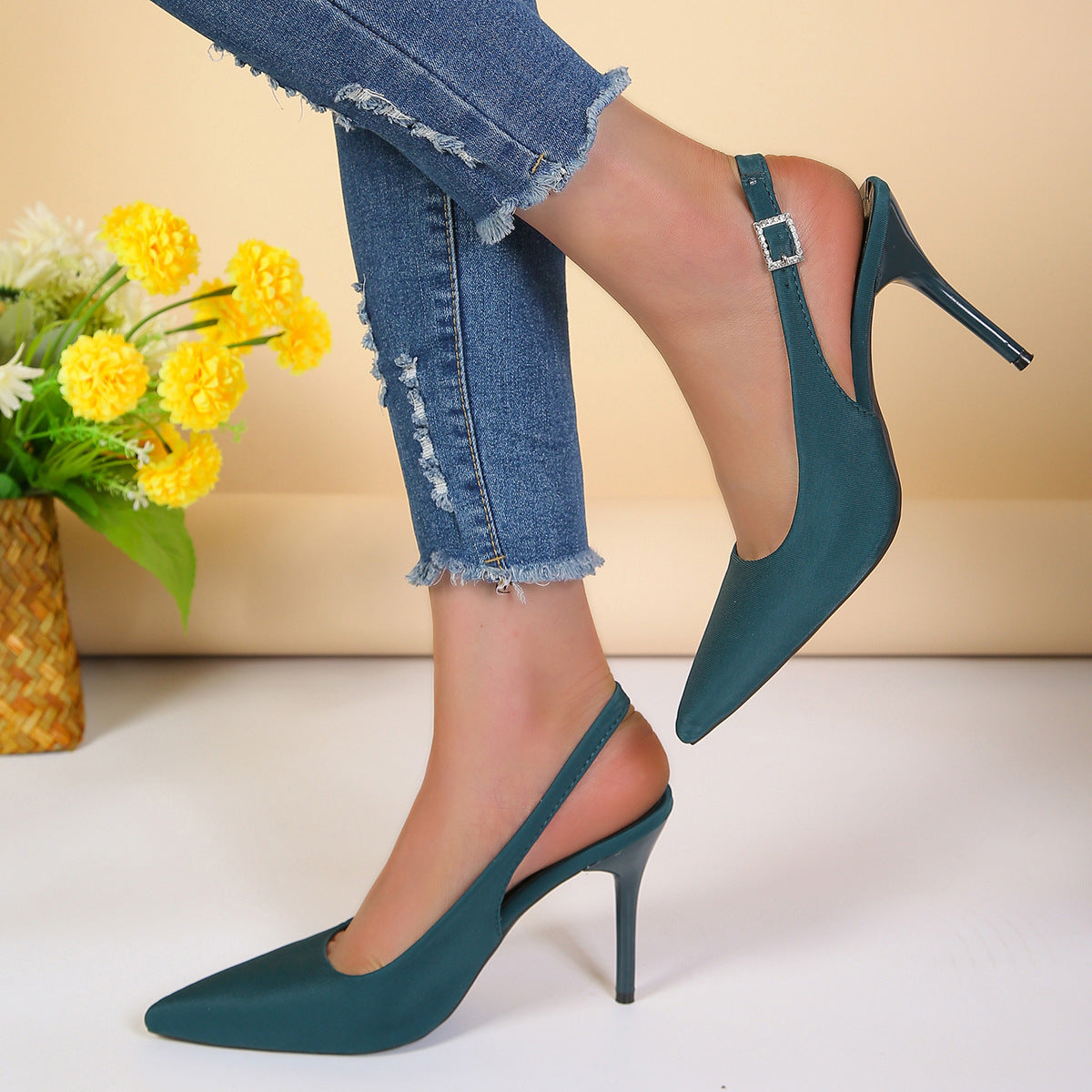 Pointed Toe Buckle Sandals Fashion Summer Stiletto High Heels Shoes For Women null